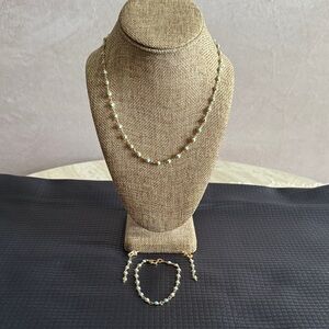 Stainless Steel Gold Light Blue Evil Eyes Set (Necklace, Earrings and Bracelet)